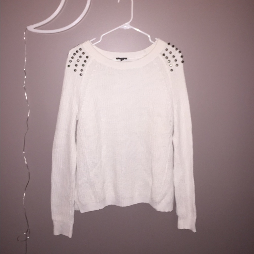 Express white studded shoulder sweater